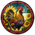 10 “ Stained Glass Look Rooster Sign, Metal Wreath Sign, Home Decor