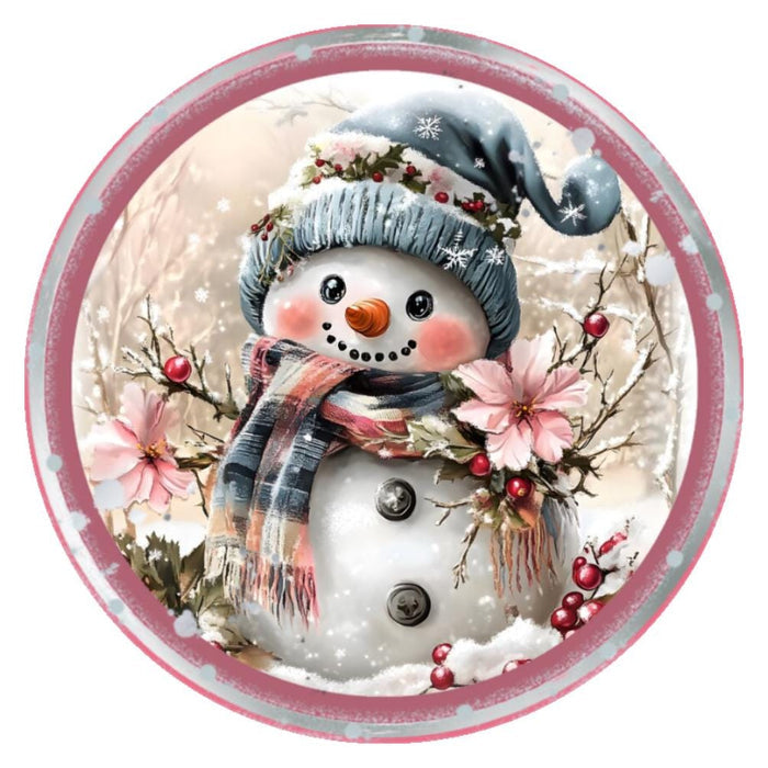 10 Stocking Cap Woodland Snowman Sign, Wreath Metal Sign, Home Decor