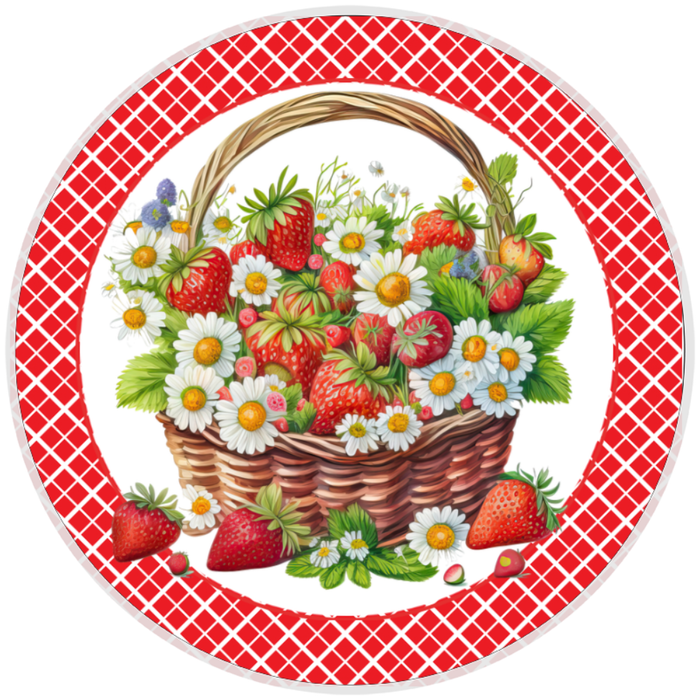 10” Strawberry Basket Wreath  Sign, Home Decor, Aluminum, The Ritzy Cactus