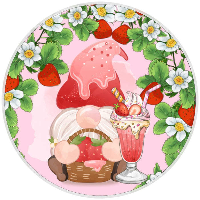 10 Strawberry Gnome Sundae Sign, Wreath Sign, Home Decor
