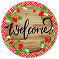 10 Strawberry Welcome Sign, Wreath Sign, Home Decor, Metal Sign, The Ritzy Cactus