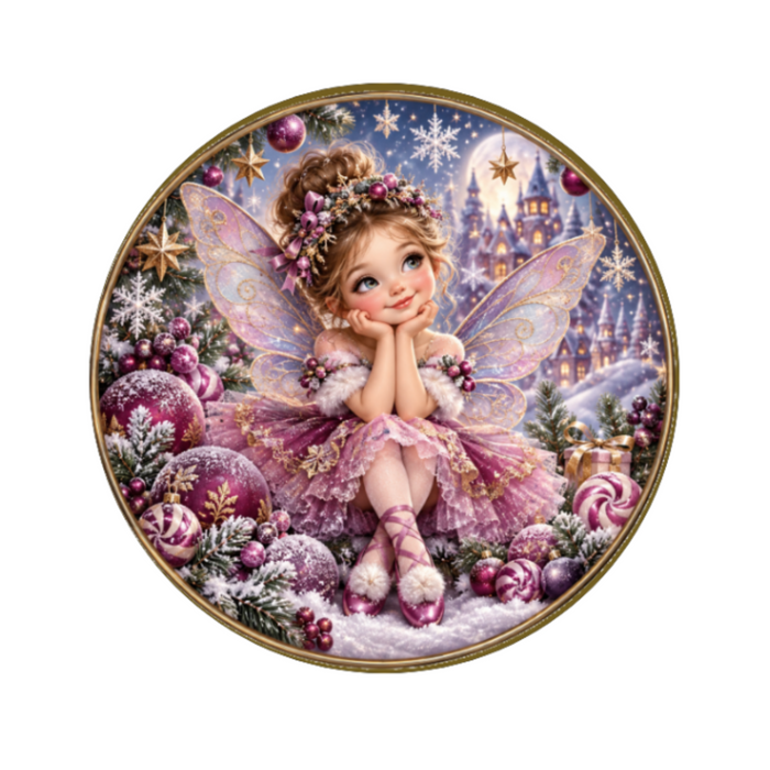 10" Sugarplum Fairy Sign, Metal Wreath Sign,  Christmas Wreath Sign