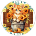 10 Sunflower Kitten Sign, Wreath Sign, Home Decor, Metal Sign, The Ritzy Cactus