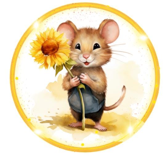 10" Sunflower Mouse Summer Sign, Wreath Sign, Home Decor