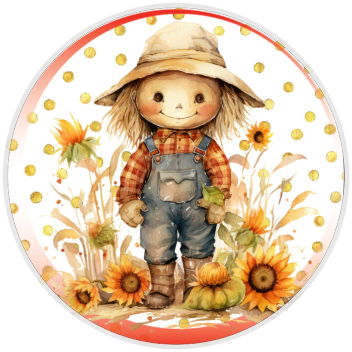 10 Sunflower Scarecrow Sign, Wreath Sign, Home Decor