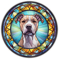 10 Tan PitBull Stained Glass Look Sign, Metal Wreath Sign, Home Decor