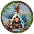 10” Tee Pee Bear Camp Sign, Home Decor, Aluminum, The Ritzy Cactus