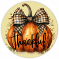 10” Thankful Bow Pumpkin Sign, Home Decor, Aluminum, The Ritzy Cactus