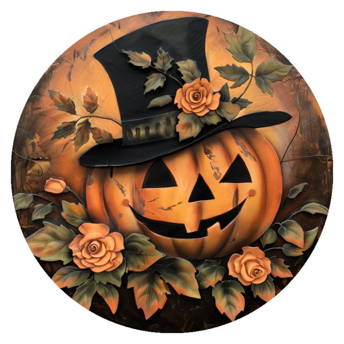 10 Top Hat Pumpkin Sign, Halloween Wreath Sign, Home Decor