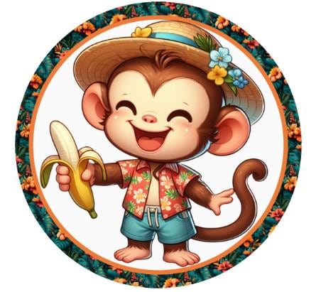 10 Tropical Monkey Summer Time Sign, Metal Wreath Sign, Home Decor