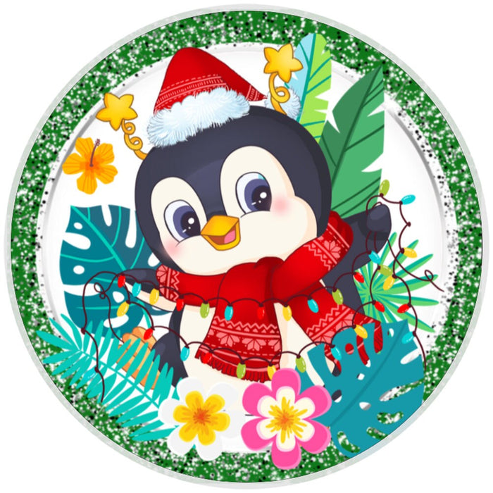 10 Tropical Penguin Christmas Sign,  Wreath Sign, Home Decor, The Ritzy Cactus, Gift