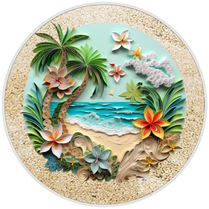 10 Tropical Quilled Look Sign, Metal Wreath Sign, Home Decor