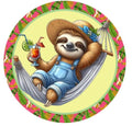 10 Tropical Sloth Hammock Summer Time Sign, Metal Wreath Sign, Home Decor