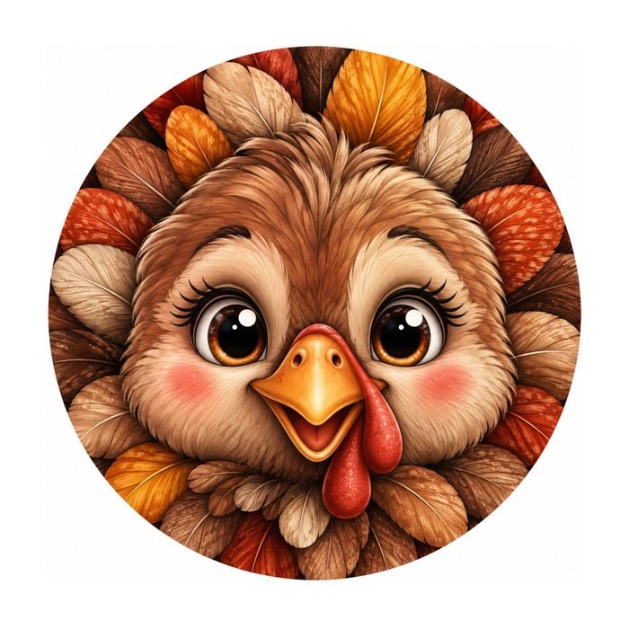 10" Turkey Face Sign, Metal Wreath Sign, Fall Sign Home Decor