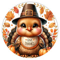 10 Turkey Give Thanks Thanksgiving Sign, Wreath Sign, Metal Sign, Home Decor