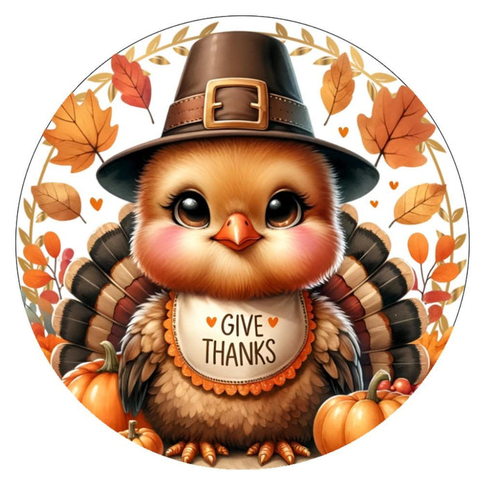 10 Turkey Give Thanks Thanksgiving Sign, Wreath Sign, Metal Sign, Home Decor
