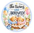 10" Twins Have Arrived Wreath Sign, Metal Wreath Sign, Baby Sign