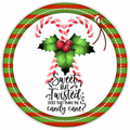 10” Twisted Candy Cane Wreath Sign, Home Decor, Aluminum, The Ritzy Cactus