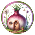 10 Vegetable Fairy House Onion Wreath Sign, Wreath Sign, Home Decor, Metal Sign, The Ritzy Cactus