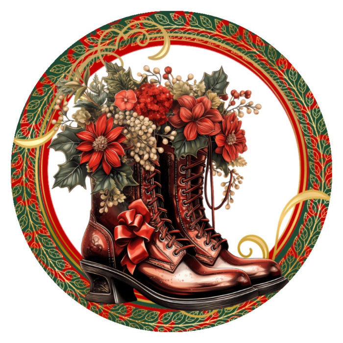 10 Victorian Christmas Shoe Wreath Sign,Wreath Sign, Home Decor