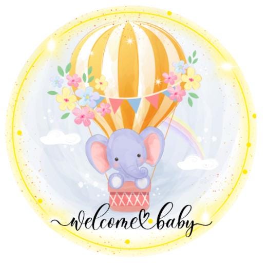 10 Welcome Baby Hot Air Balloon Sign, Wreath Sign, Home Decor, Metal Sign