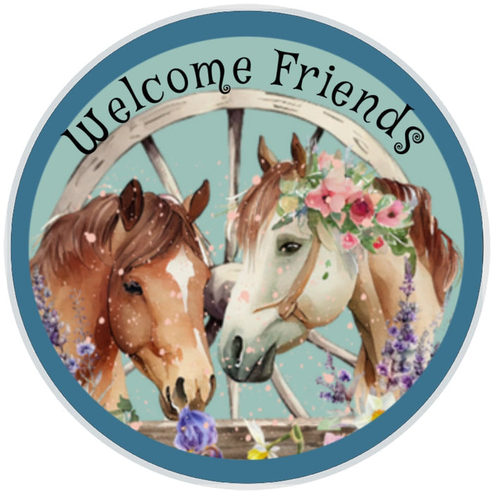10 Welcome Friends Horse Sign, Wreath Sign, Home Decor, Metal Sign, The Ritzy Cactus