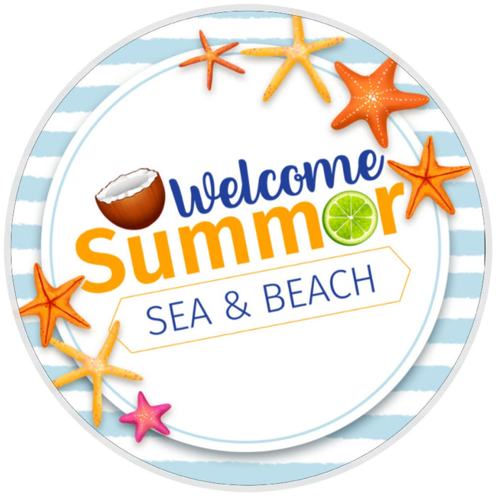 10 Welcome Summer Sea Beach Sign, Metal Wreath Sign, Home Decor