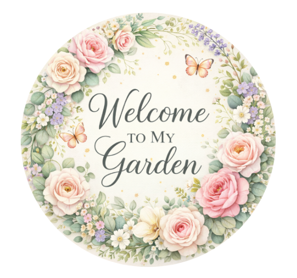 10" Welcome to My Garden Sign, Metal Wreath Sign, Home Decor, DIY Wreath Supply