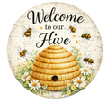 10" Welcome to Our Hive Sign, Metal Wreath Sign, Home Decor, DIY Wreath Supply