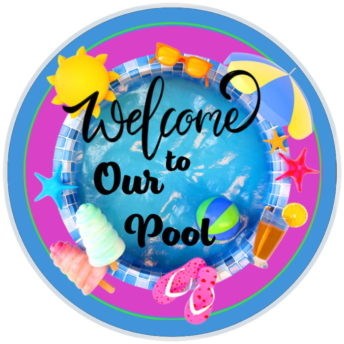 10 Welcome to Our Pool Sign, Wreath Sign, Home Decor, Metal Sign, The Ritzy Cactus