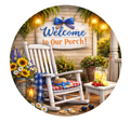 10" Welcome To Our Porch Sign, Metal Wreath Sign, Home Decor, DIY Wreath Supply