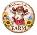 10" Welcome To The Farm Sheep Sign, Metal Wreath Sign, Home Decor, DIY Wreath Supply