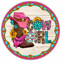 10” Western  Cowgirl Boot Wreath Sign, Home Decor, Aluminum, The Ritzy Cactus