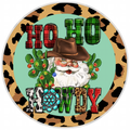 10” Western Ho Ho Howdy Santa Wreath Sign, Home Decor, Aluminum, The Ritzy Cactus