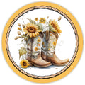 10 Western Sunflower Cowboy Boot Sign, Wreath Sign, Home Decor