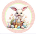 10 White Bunny Easter Egg Basket Sign, Wreath Sign, Home Decor