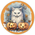 10 White Halloween Cat Sign, Wreath Sign, Home Decor