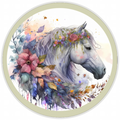 10” Wild Floral Horse Wreath Sign, Home Decor, Aluminum, The Ritzy Cactus
