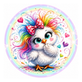 10" Wild Rainbow Chicken 2 Sign, Metal Wreath Sign,  Home Decor