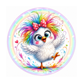 10" Wild Rainbow Chicken 3 Sign, Metal Wreath Sign,  Home Decor