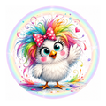 10" Wild Rainbow Chicken 4 Sign, Metal Wreath Sign,  Home Decor