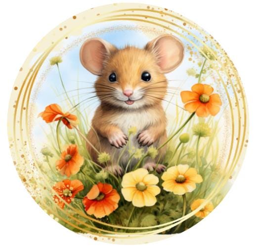 10" Wildflower Mouse Summer Sign, Wreath Sign, Home Decor