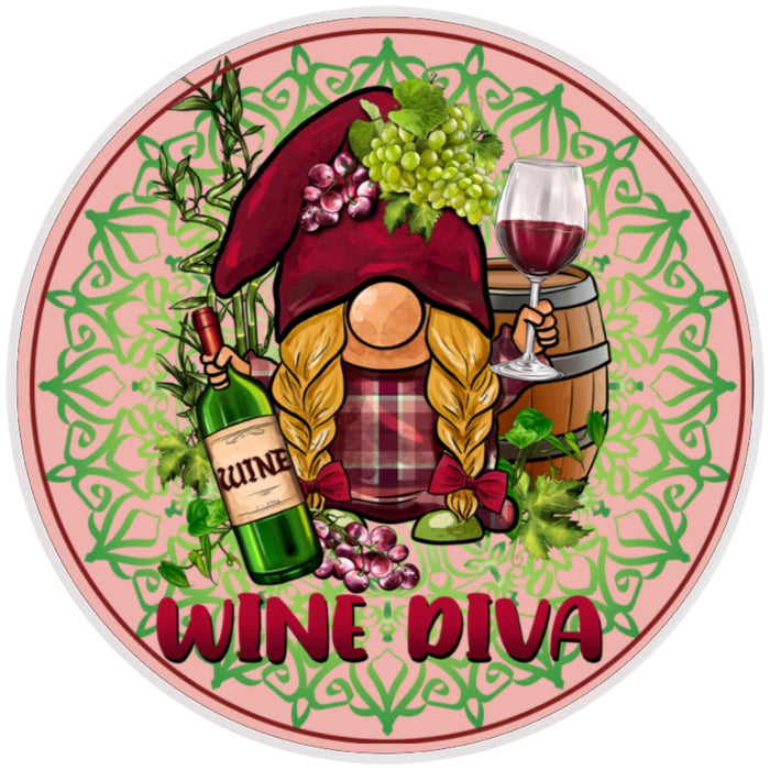 10 Wine Diva Sign, Wreath Sign, Home Decor, Metal Sign, The Ritzy Cactus