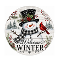 10" Winter Welcome Snowman Sign, Metal Wreath Sign,  Winter Sign Home Decor