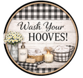10" Wipe Your Hooves Bathroom Sign, Metal Wreath Sign, Home Decor, DIY Wreath Supply