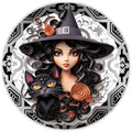 10 Witch Cat Quilled Look Sign, Halloween Metal Wreath Sign, Home Decor