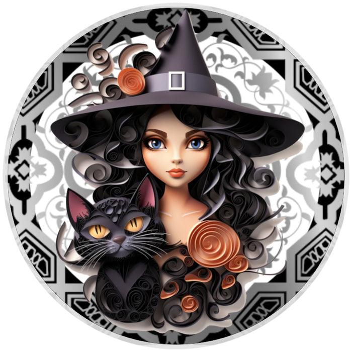10 Witch Cat Quilled Look Sign, Halloween Metal Wreath Sign, Home Decor