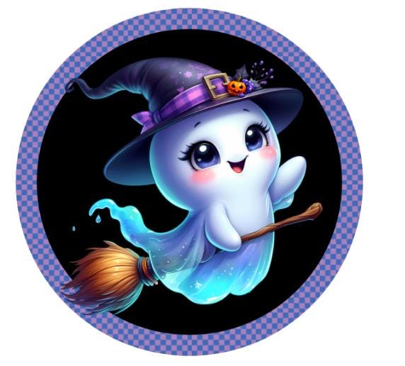 10" Witch Ghost  Halloween Sign,  Wreath Sign, DIY Wreath Maker Sign, Metal Sign, Home Decor