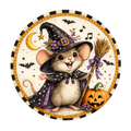 10" Witch Mouse Wreath Sign, Metal Wreath Sign, Home Decor, Halloween Sign