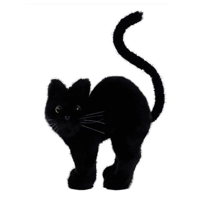 10.75"W x 14.6"H Long Fur Cat with Whiskers Attachment, DIY Supplies, Wreath Attachment